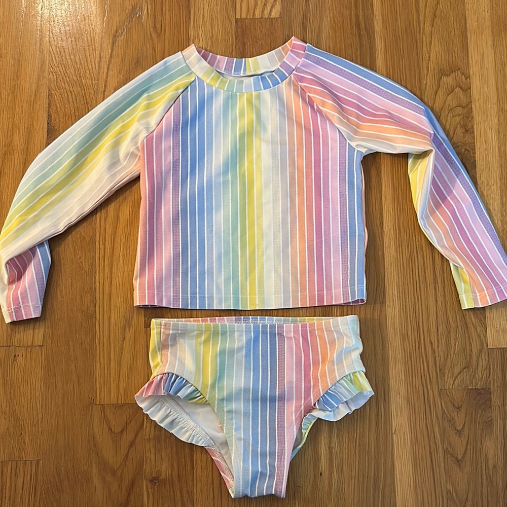 GAP Red and Pink Rashguard Swim Top